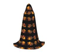Phayah Halloween Witch Witchcraft Robe Cape Christmas Hoodedie | Happy Thanksgiving Turkey Pumpkin Pattern Cloak Cosplay Masquerade Party Dress Gift Costume Dance Comic Convention