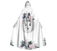 PHAYAH Halloween Witch Witchcraft Robe Cape Christmas Hoodedie | Hedgehog In Floral Wreath Pattern Cloak Cosplay Masquerade Party Dress Gift Costume Dance Comic Convention