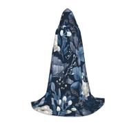 Phayah Halloween Witch Witchcraft Robe Cape Christmas Hoodedie | White Flowers Open Blossoms Pattern Cloak Cosplay Masquerade Party Dress Gift Costume Dance Comic Convention