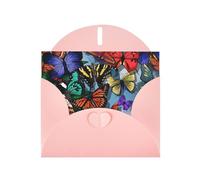 PHAYAH Hand Drawn Color Butterfly Pattern Blank Greeting Cards With Envelopes 4" X 6" Thank You Cards For Christmas Holiday Birthday Graduation Anniversary Pink