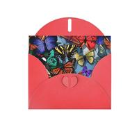 PHAYAH Hand Drawn Color Butterfly Pattern Blank Greeting Cards With Envelopes 4" X 6" Thank You Cards For Christmas Holiday Birthday Graduation Anniversary Red
