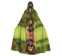 PHAYAH Happy German Shepherd Pattern Halloween Witch Witchcraft Hooded Robe Cape Christmas Hoodie Cosplay Masquerade Party Dress Gift Costume