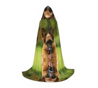 PHAYAH Happy German Shepherd Pattern Halloween Witch Witchcraft Hooded Robe Cape Christmas Hoodie Cosplay Masquerade Party Dress Gift Costume M