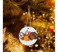 Phayah Happy Thanksgiving Turkey Pumpkin Pattern Ceramic Round Xmas Tree Ornament New Year Home Souvenirs For Gatherings Christmas Tree Hanging