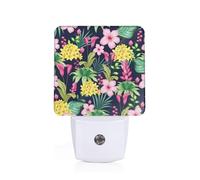 PHAYAH Hawaiian Colorful Flower Pattern Plug-in Night Light Led Light Dusk to Dawn Sensor for Corridors Bedrooms Children's Rooms Stairs