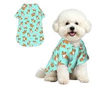 Phayah Hawaiian Dog Shirt Lightweight Breathable Summer T-Shirt L | Corgi Cute Dog Prints Fun Beach Outfit For Small, Medium, And Large Dogs, Perfect For Hot Days