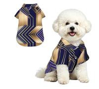 Phayah Hawaiian Dog Shirt Lightweight Breathable Summer T-Shirt L | Golden Blue Lines Prints Fun Beach Outfit For Small, Medium, And Large Dogs, Perfect For Hot Days