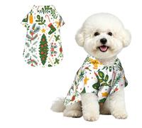 Phayah Hawaiian Dog Shirt Lightweight Breathable Summer T-Shirt M | Colorful Fir Tree Wreath Prints Fun Beach Outfit For Small, Medium, And Large Dogs, Perfect For Hot Days