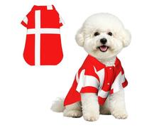 Phayah Hawaiian Dog Shirt Lightweight Breathable Summer T-Shirt M | Denmark Danish Flag Prints Fun Beach Outfit For Small, Medium, And Large Dogs, Perfect For Hot Days