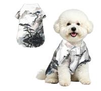 Phayah Hawaiian Dog Shirt Lightweight Breathable Summer T-Shirt S | Chinese Landscape Painting Prints Fun Beach Outfit For Small, Medium, And Large Dogs, Perfect For Hot Days