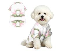 Phayah Hawaiian Dog Shirt Lightweight Breathable Summer T-Shirt S | Cute Funny Frog Doing Yoga Prints Fun Beach Outfit For Small, Medium, And Large Dogs, Perfect For Hot Days