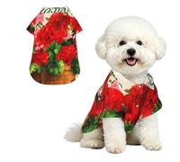 Phayah Hawaiian Dog Shirt Lightweight Breathable Summer T-Shirt Xl | Red Geraniums Prints Fun Beach Outfit For Small, Medium, And Large Dogs, Perfect For Hot Days