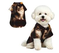 Phayah Hawaiian Shirts Summer Breathable Dog Pet Polo Tee T-Shirts M | Cat In The Spotlight Print Lightweight Cool Dog Gie Shirts Beach Puppy Clothes For Small Medium Large