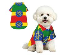 Phayah Hawaiian Shirts Summer Breathable Dog Pet Polo Tee T-Shirts M | Flag Of Ethiopia Print Lightweight Cool Dog Gie Shirts Beach Puppy Clothes For Small Medium Large