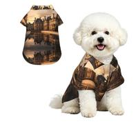 Phayah Hawaiian Shirts Summer Breathable Dog Pet Polo Tee T-Shirts S | Ancient Building Complex Print Lightweight Cool Dog Gie Shirts Beach Puppy Clothes For Small Medium Large
