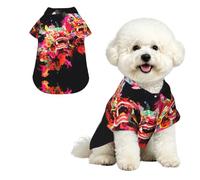 Phayah Hawaiian Shirts Summer Breathable Dog Pet Polo Tee T-Shirts S | Double Lion Dance Print Lightweight Cool Dog Gie Shirts Beach Puppy Clothes For Small Medium Large
