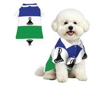 Phayah Hawaiian Shirts Summer Breathable Dog Pet Polo Tee T-Shirts S | Flag Of Lesotho Print Lightweight Cool Dog Gie Shirts Beach Puppy Clothes For Small Medium Large