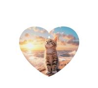 Phayah Heart Shape Car Air Fresheners Cards 4 Pcs Cat Looking For The Sky Pattern Auto Aromatherapy Tablets Hanging Scented Card - Lavender Scent