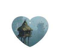 Phayah Heart Shape Car Air Fresheners Cards 4 Pcs Cliffside Cabin Pattern Auto Aromatherapy Tablets Hanging Scented Card - Lavender Scent