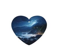 Phayah Heart Shape Car Air Fresheners Cards 6 Pcs Beach At Night Pattern Auto Aromatherapy Tablets Hanging Scented Card - Lavender Scent