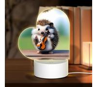 PHAYAH Hedgehog Violin Pattern Heart Shape Acrylic Night Light Adult Baby Room Light White Light Warm Light Warm White Light