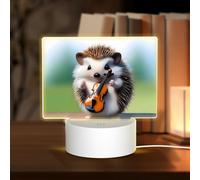 PHAYAH Hedgehog Violin Pattern Rectangle Acrylic Night Light Adult Baby Room Light White Light Warm Light Warm White Light