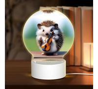 PHAYAH Hedgehog Violin Pattern Round Acrylic Night Light Adult Baby Room Light White Light Warm Light Warm White Light