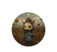 Phayah Hermit Pattern Lavender Scent Car Aroma Round Shape Hanging Fragrance Tablet Car Interior Fragrance Freshener 4p