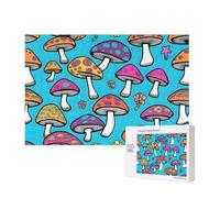 Phayah Hippie Mushrooms Pattern Puzzle Unique Jigsaw Wall Art Picture For Home Decoration 300 Pcs