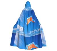 PHAYAH Hooded Cloak Witch Halloween Costumes Witchcraft Robe Cape | Cartoon Kite Pattern Cloak Cosplay Costume Masquerade Women Men Robe Dance Comic Convention