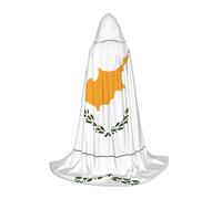 PHAYAH Hooded Cloak Witch Halloween Costumes Witchcraft Robe Cape | Flag Of Cyprus Pattern Cloak Cosplay Costume Masquerade Women Men Robe Dance Comic Convention