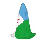PHAYAH Hooded Cloak Witch Halloween Costumes Witchcraft Robe Cape | Flag Of Djibouti Pattern Cloak Cosplay Costume Masquerade Women Men Robe Dance Comic Convention
