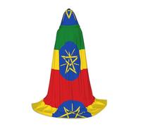 PHAYAH Hooded Cloak Witch Halloween Costumes Witchcraft Robe Cape | Flag Of Ethiopia Pattern Cloak Cosplay Costume Masquerade Women Men Robe Dance Comic Convention