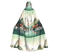 PHAYAH Hooded Cloak Witch Halloween Costumes Witchcraft Robe Cape | Landscape Village Pattern Cloak Cosplay Costume Masquerade Women Men Robe Dance Comic Convention