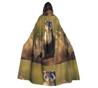 PHAYAH Hooded Cloak Witch Halloween Costumes Witchcraft Robe Cape | Meerkats On The Ground Pattern Cloak Cosplay Costume Masquerade Women Men Robe Dance Comic Convention