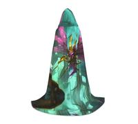 PHAYAH Hooded Cloak Witch Halloween Costumes Witchcraft Robe Cape | Purple Winged Monster Pattern Cloak Cosplay Costume Masquerade Women Men Robe Dance Comic Convention