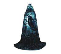 PHAYAH Hooded Cloak Witch Halloween Costumes Witchcraft Robe Cape | Shady Raven Pattern Cloak Cosplay Costume Masquerade Women Men Robe Dance Comic Convention