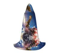 PHAYAH Hooded Poncho Christma Hoodie Halloween Witch Witchcraft Robe | American Usa Flag Eagle Art Pattern Hooded Poncho For Cosplay Halloween Costume Party Masquerade