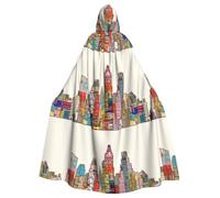 PHAYAH Hooded Poncho Christma Hoodie Halloween Witch Witchcraft Robe | Austin Texas Pattern Hooded Poncho For Cosplay Halloween Costume Party Masquerade