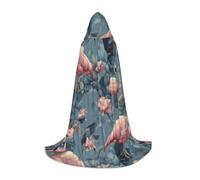PHAYAH Hooded Poncho Christma Hoodie Halloween Witch Witchcraft Robe | Peonies And Flamingos Pattern Hooded Poncho For Cosplay Halloween Costume Party Masquerade