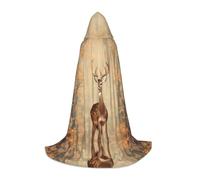 PHAYAH Hooded Poncho Christma Hoodie Halloween Witch Witchcraft Robe | Sika Deer In The Jungle Pattern Hooded Poncho For Cosplay Halloween Costume Party Masquerade
