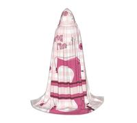 PHAYAH Hooded Poncho Christma Hoodie Halloween Witch Witchcraft Robe | Vintage Pink Sewing Machine Pattern Hooded Poncho For Cosplay Halloween Costume Party Masquerade