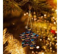 Phayah I Love My Dog Dachshunds Pattern Ceramic Ornament Christmas Holidays Star Shaped Porcelain Christmas Tree Hanging