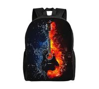 PHAYAH Ice And Fire Guitar Pattern Casual Shoulders Classical Basic Travel Backpack Travel And Outdoor Activities