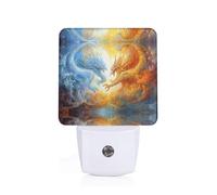 Phayah Ice and Fire Monster Pattern Night Light Lamp with Dusk to Dawn Sensor Led Lamp for Corridors Bedrooms Children's Rooms Stairs