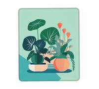 PHAYAH Indoor Cartoon Potted Green Plants Pattern Mouse Pads, Portable Wireless Mouse Pad, Non-Slip Rubber Base Laptop Mousepad Smooth Surface for Office & Travel 7 X 8.6 in
