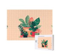 Phayah Indoor Small Green Plants Puzzles 300 Piece for Jigsaw Puzzle Wooden Puzzle for Family Friend Home Decor Wall Art 15.7 X 11in