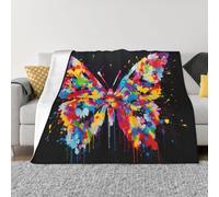 PHAYAH Inked Butterfly Pattern Flannel 50"X40" Soft Fleece Blanket All Seasons Warm Blanket for Bedding Sofa and Trave