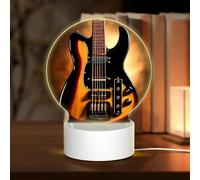 PHAYAH Instrumental Guitar Pattern Night Light Round Led Ligh Base with USB Cable Adjustable 3 Colors for Adults Child Room Bedroom