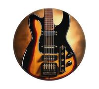 PHAYAH Instrumental Guitar Round Mouse Pad with Stitched Edge Waterproof Non-Slip Rubber Base Desktop Protection Mat Diameter 7.9 Inches